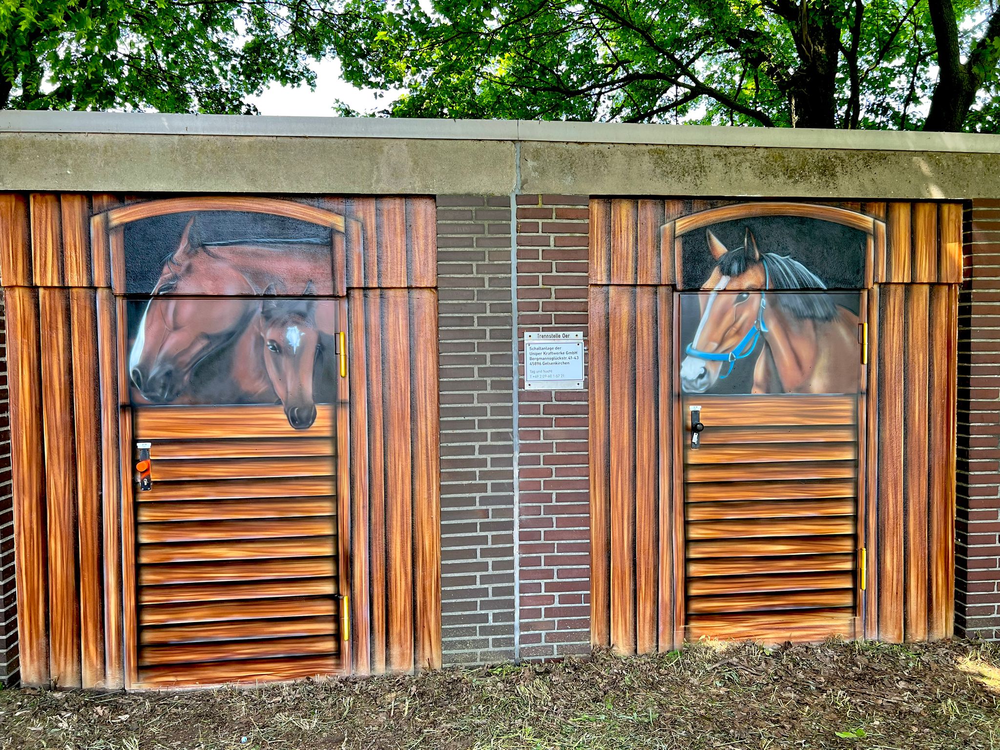 Trafo Graffiti Gestaltung Stall mit Pferden