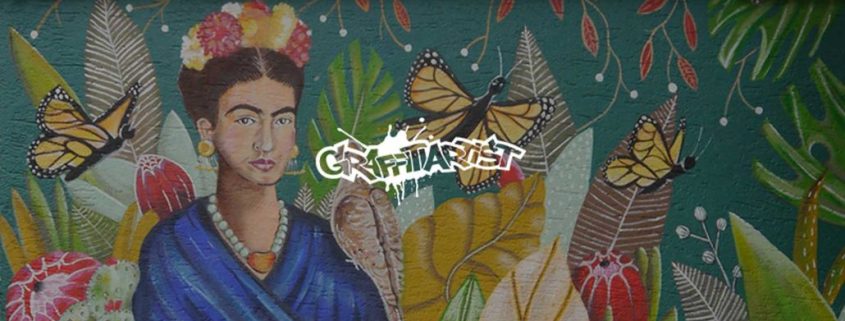 Nahaufnahme Graffiti mit Frida Kahlo