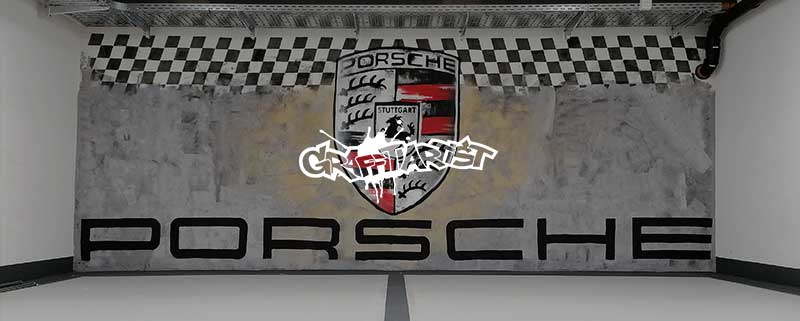 Farbenreiches Graffiti Porsche-Logo